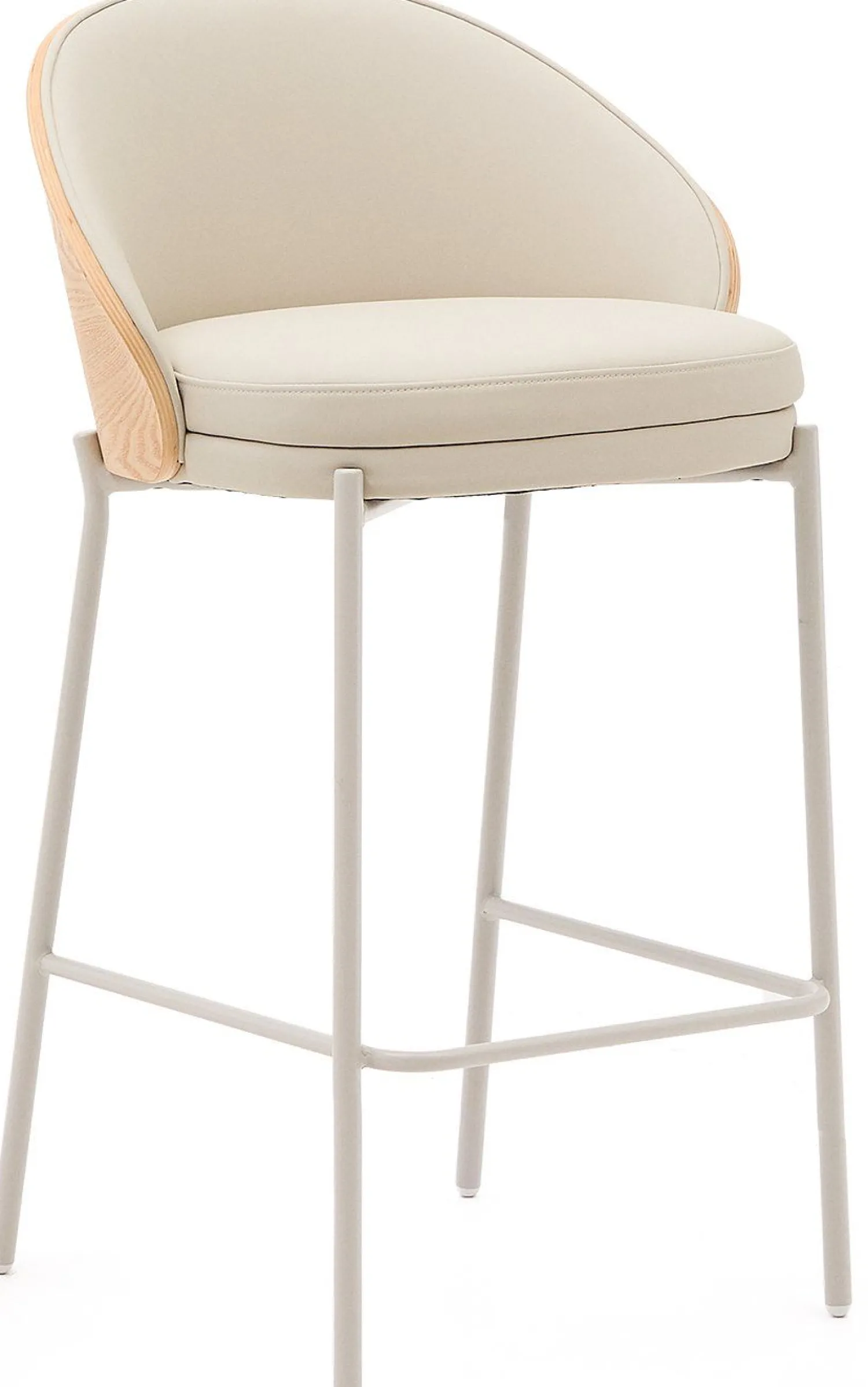 Kunststof Barkrukken-Kave Home Eamy Laag Barstoel Beige, Naturel