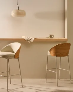 Kunststof Barkrukken-Kave Home Eamy Laag Barstoel Beige, Naturel