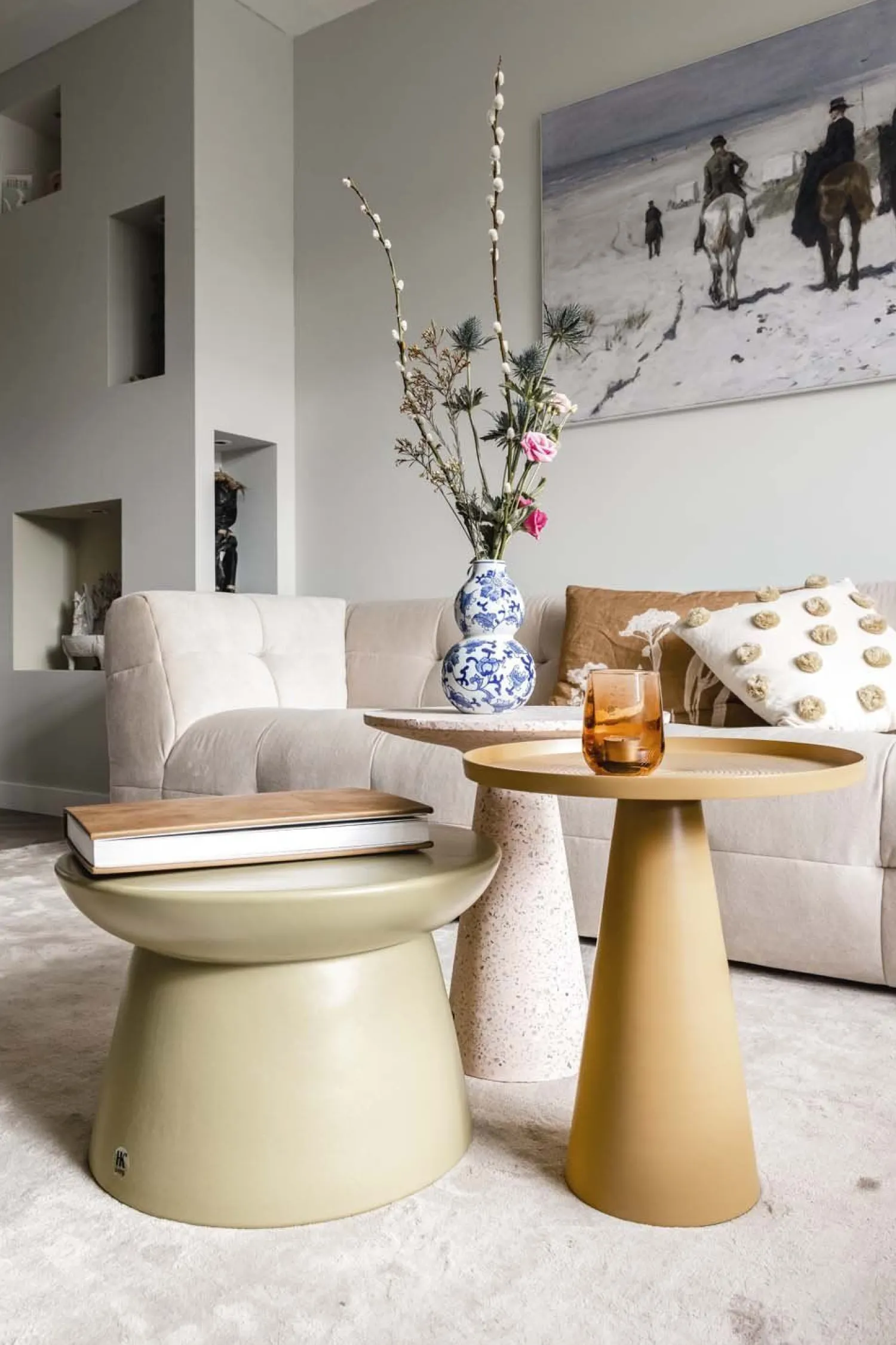Ronde Bijzettafels-HKLIVING Earthenware XL Bijzettafel Green