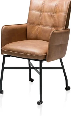 Eetkamerstoelen Met Wieltjes|Eetkamerstoelen Met Armleuning-Henders en Hazel Eden Armstoel Cognac