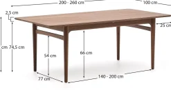 Houten Eettafels|Uitschuifbare Eettafels-Kave Home Elan Uitschuifbare Eettafel Bruin