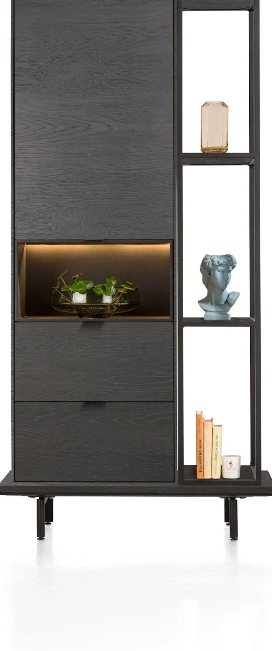 Boekenkasten-XOOON Elements 3-niches Boekenkast Onyx
