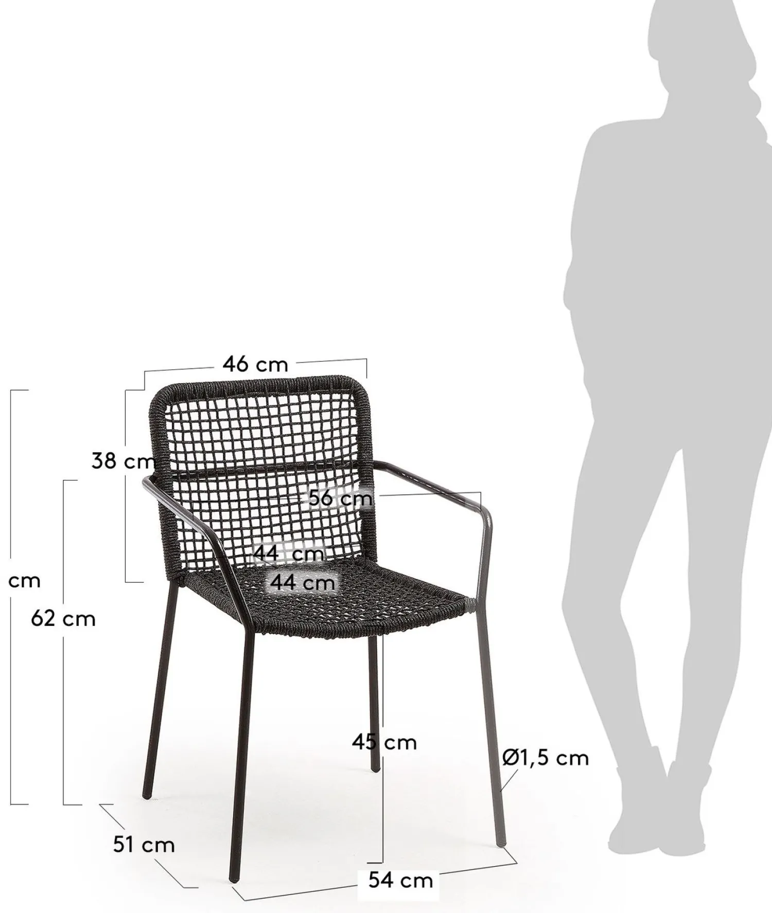 Tuinstoelen-Kave Home Ellen Tuinstoel Zwart