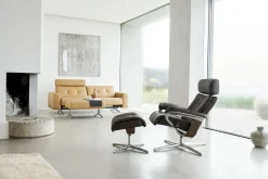 Leren Fauteuils|Relaxfauteuils-Stressless Erik L Relaxfauteuil + Hocker Black