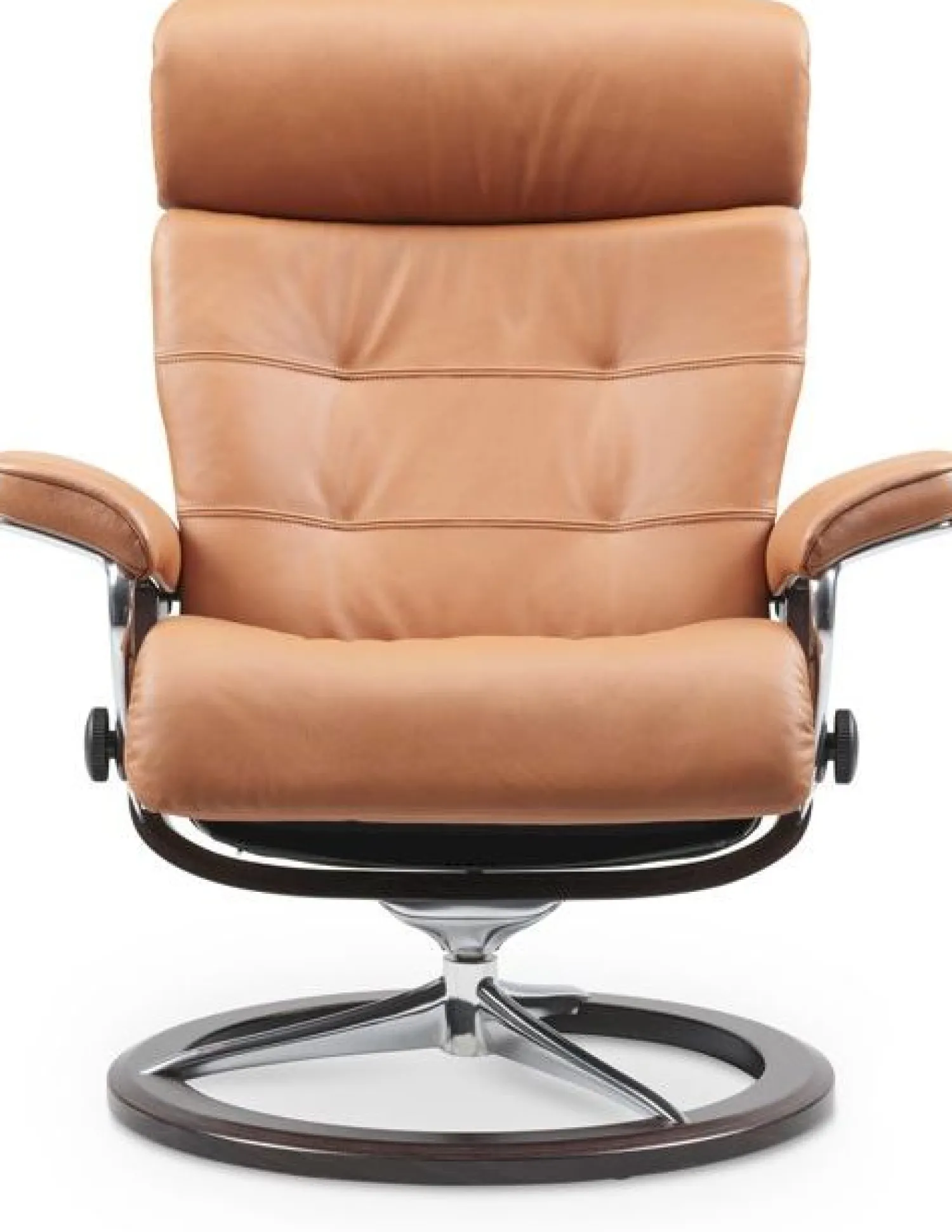 Leren Fauteuils|Relaxfauteuils-Stressless Erik M Relaxfauteuil + Hocker Cognac