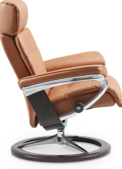 Leren Fauteuils|Relaxfauteuils-Stressless Erik M Relaxfauteuil + Hocker Cognac