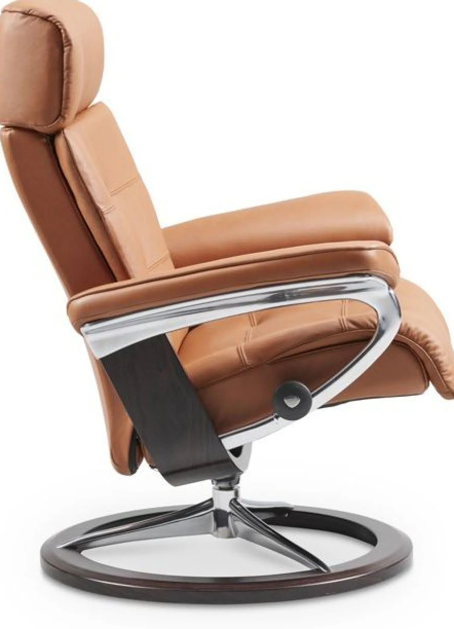 Leren Fauteuils|Relaxfauteuils-Stressless Erik M Relaxfauteuil + Hocker Cognac