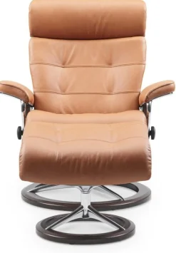 Leren Fauteuils|Relaxfauteuils-Stressless Erik M Relaxfauteuil + Hocker Cognac