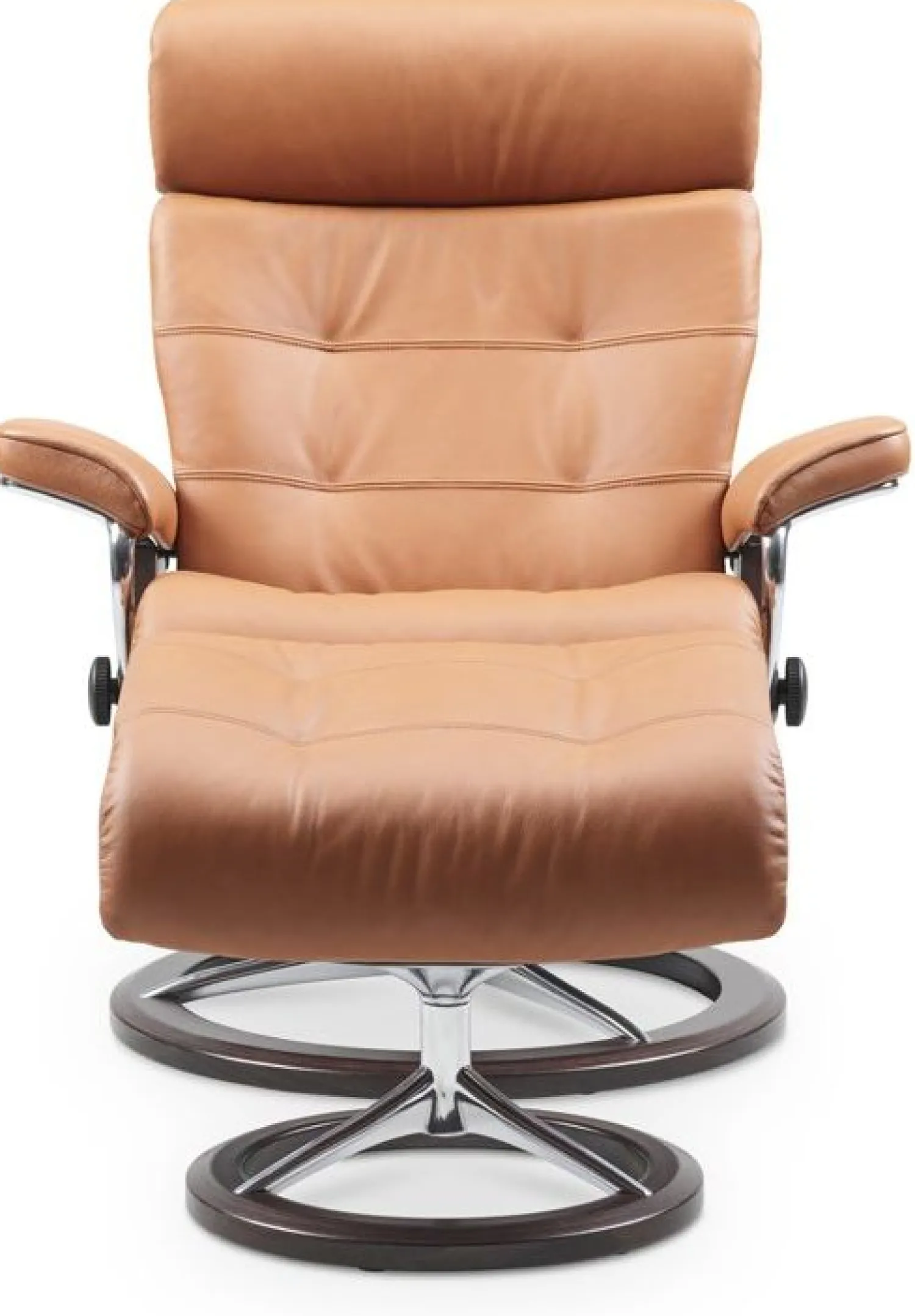 Leren Fauteuils|Relaxfauteuils-Stressless Erik M Relaxfauteuil + Hocker Cognac
