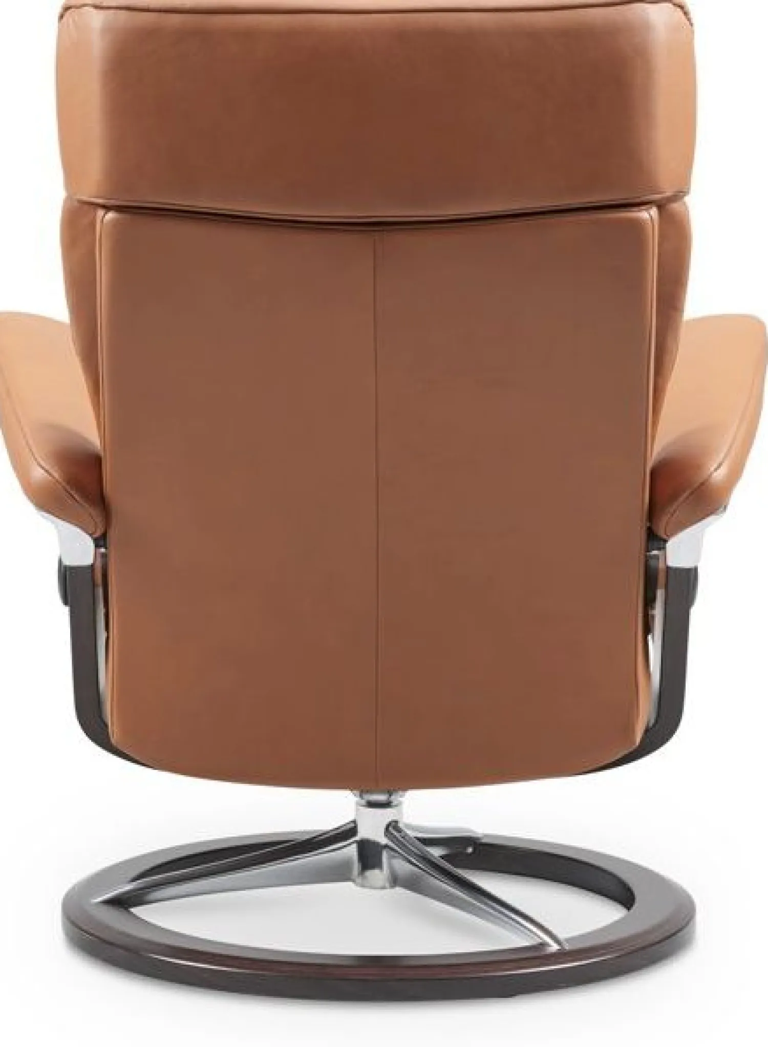 Leren Fauteuils|Relaxfauteuils-Stressless Erik M Relaxfauteuil + Hocker Cognac