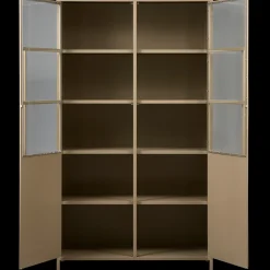 Vitrinekasten|Opbergkasten-WOOOD Exhibit 2-deurs Vitrinekast Khaki