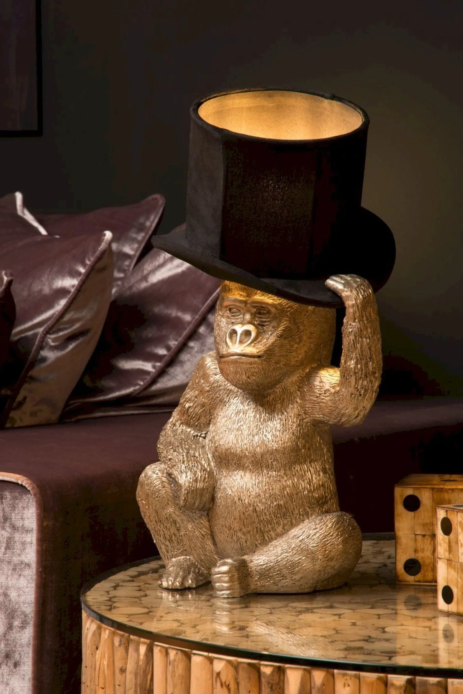 Tafellampen|Tafellampen-Lucide Extravaganza Gust Tafellamp Zwart, Goud