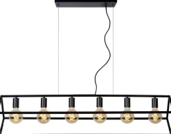 Industriële Hanglampen|Industriële Hanglampen-Lucide Fabian Hanglamp Zwart