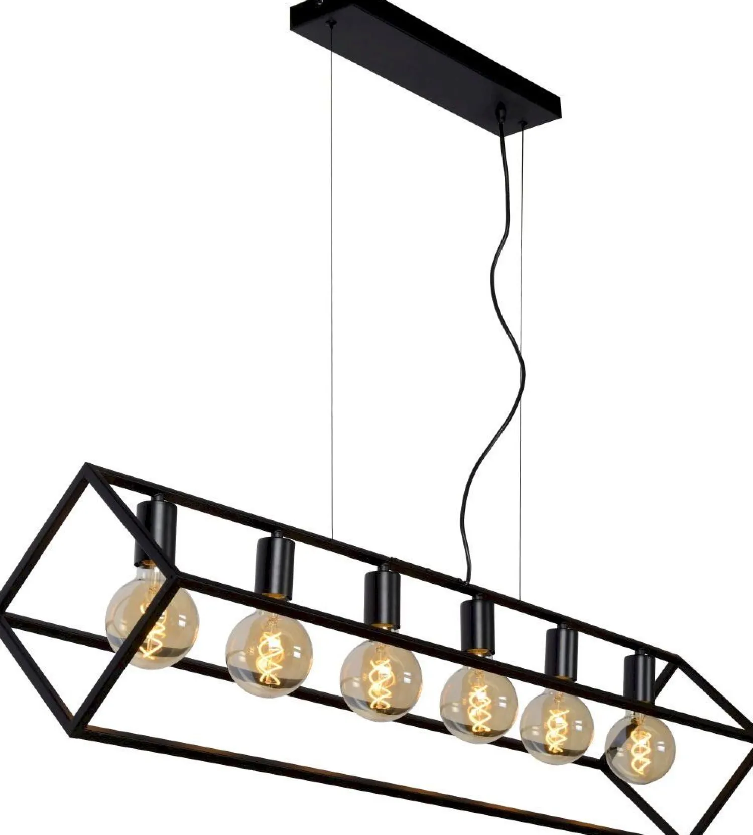 Industriële Hanglampen|Industriële Hanglampen-Lucide Fabian Hanglamp Zwart