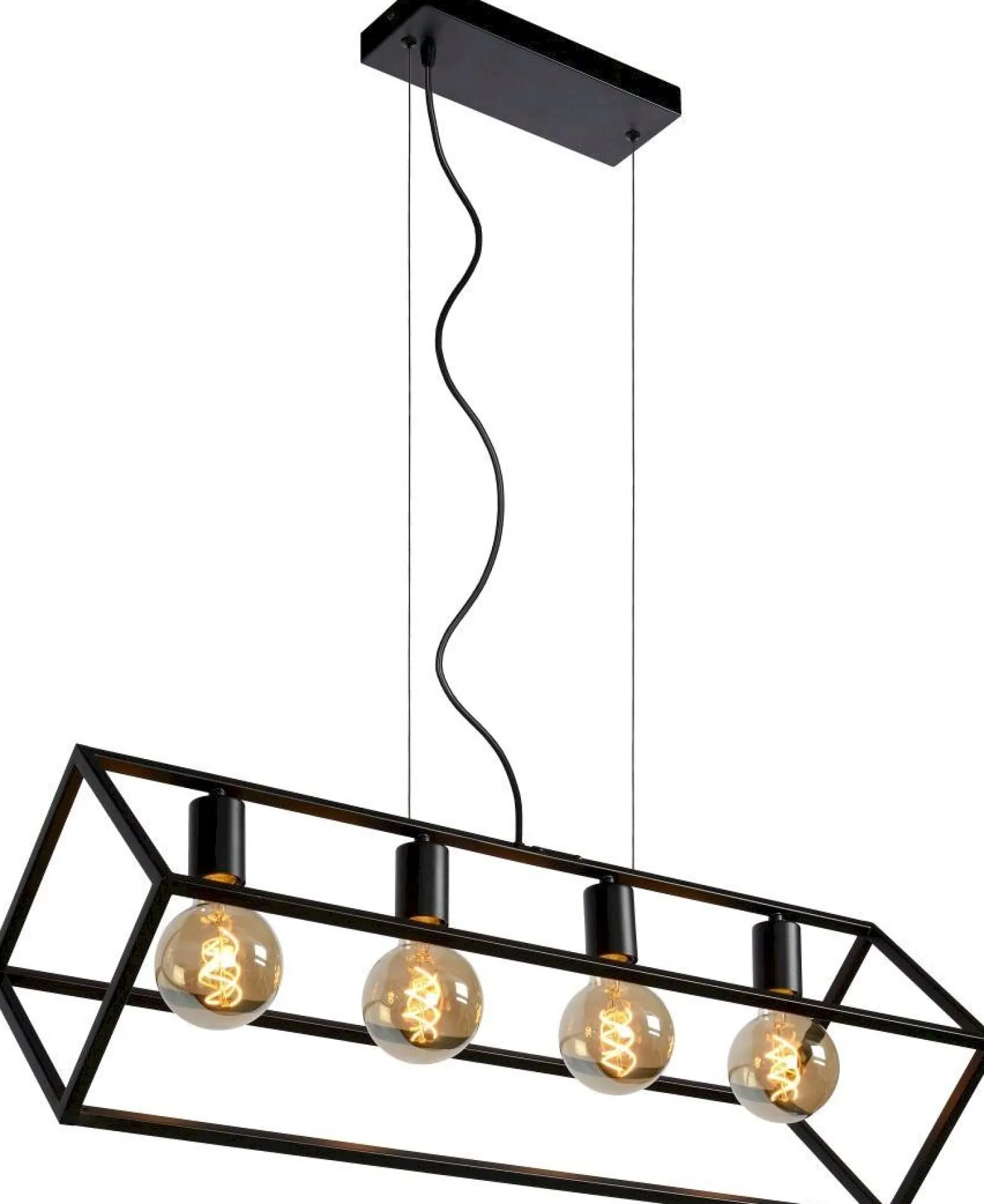 Industriële Hanglampen|Industriële Hanglampen-Lucide Fabian Hanglamp Zwart