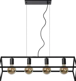 Industriële Hanglampen|Industriële Hanglampen-Lucide Fabian Hanglamp Zwart