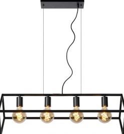 Industriële Hanglampen|Industriële Hanglampen-Lucide Fabian Hanglamp Zwart