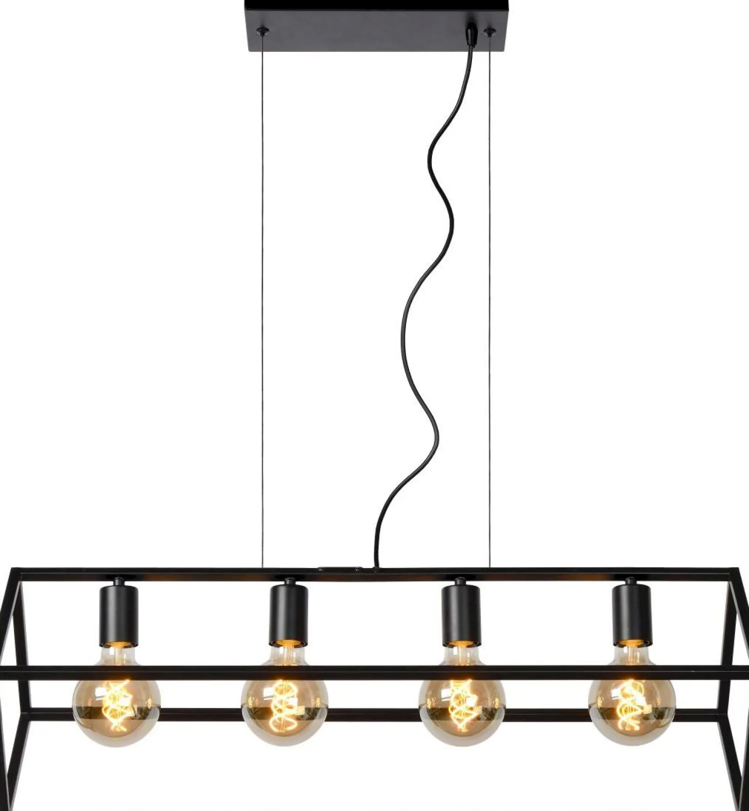 Industriële Hanglampen|Industriële Hanglampen-Lucide Fabian Hanglamp Zwart