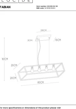 Industriële Hanglampen|Industriële Hanglampen-Lucide Fabian Hanglamp Zwart