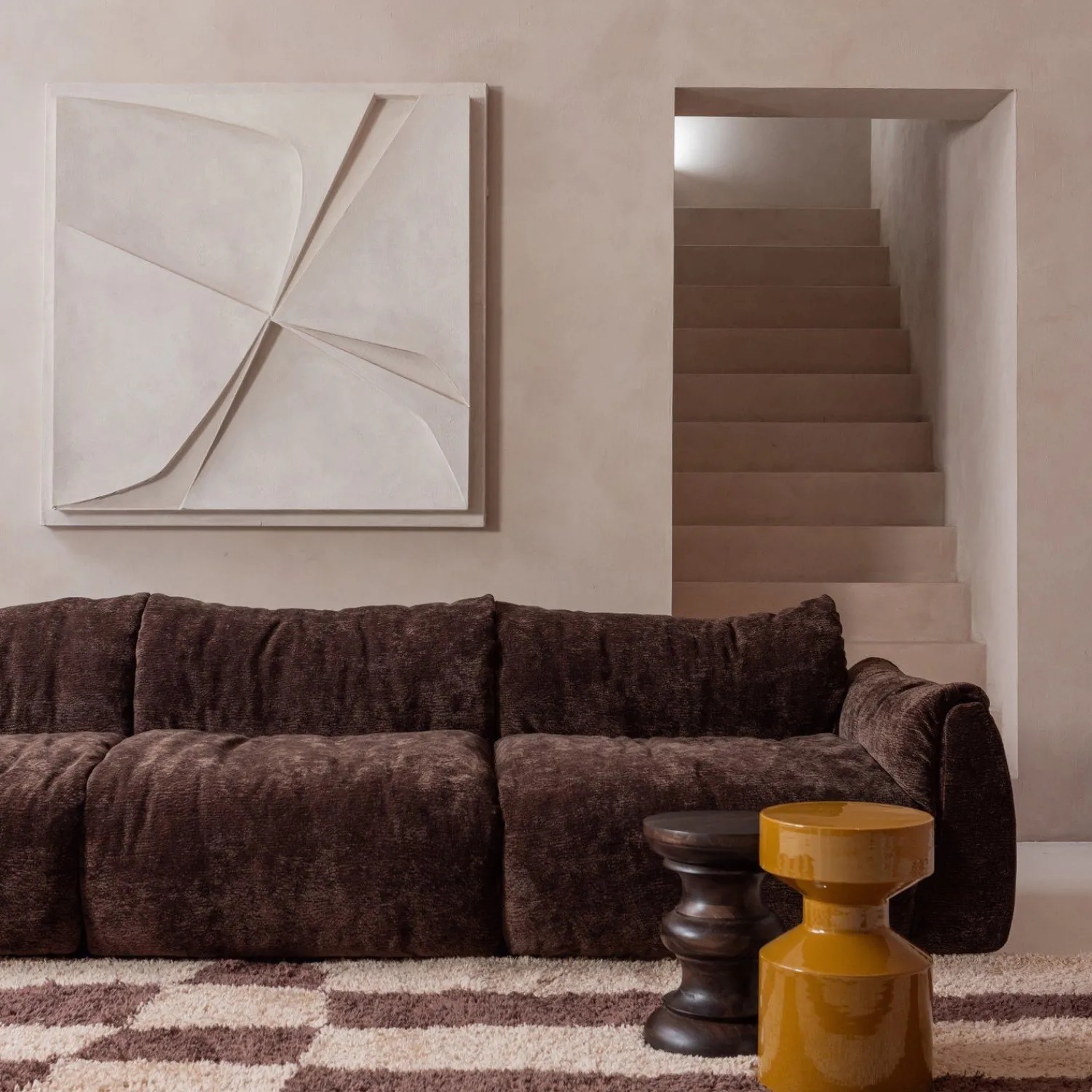 Vloerkleden|Wollen Vloerkleden-WOOOD Fafa Vloerkleed Natural, Brown