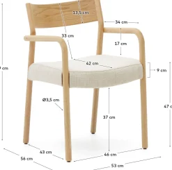 Eetkamerstoelen Met Armleuning-Kave Home Falconera Armstoel Beige, Naturel