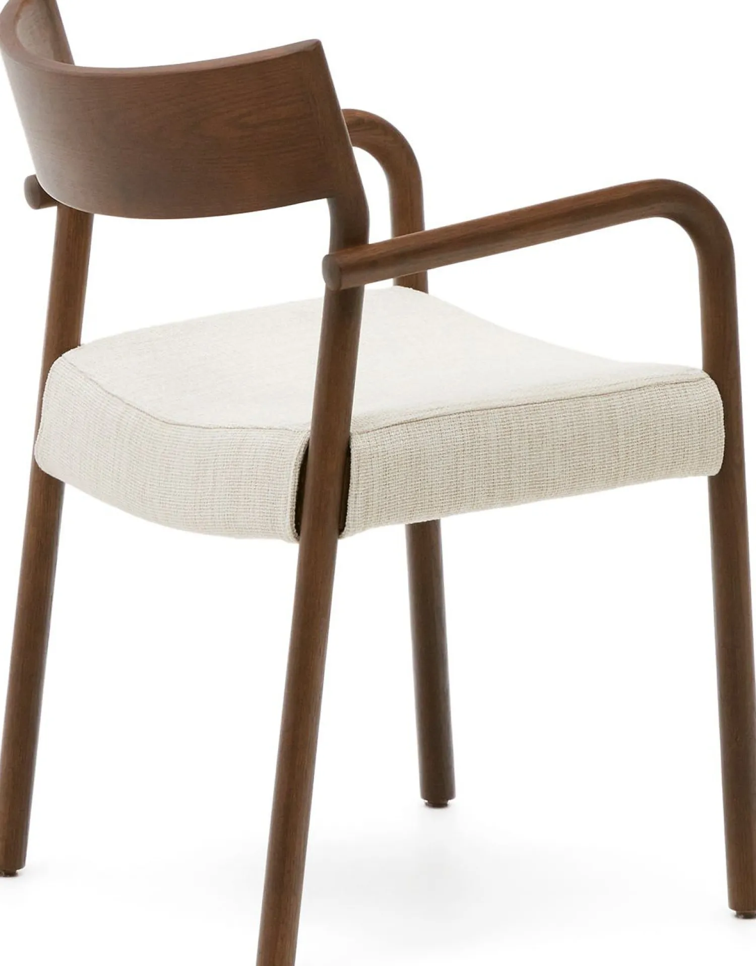 Eetkamerstoelen Met Armleuning-Kave Home Falconera Armstoel Beige, Walnoot