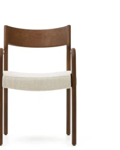 Eetkamerstoelen Met Armleuning-Kave Home Falconera Armstoel Beige, Walnoot