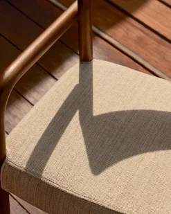 Eetkamerstoelen Met Armleuning-Kave Home Falconera Armstoel Beige, Walnoot