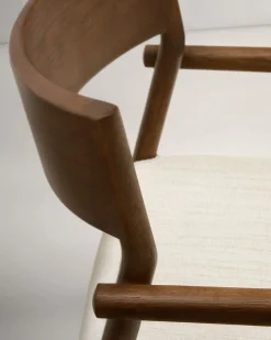 Eetkamerstoelen Met Armleuning-Kave Home Falconera Armstoel Beige, Walnoot