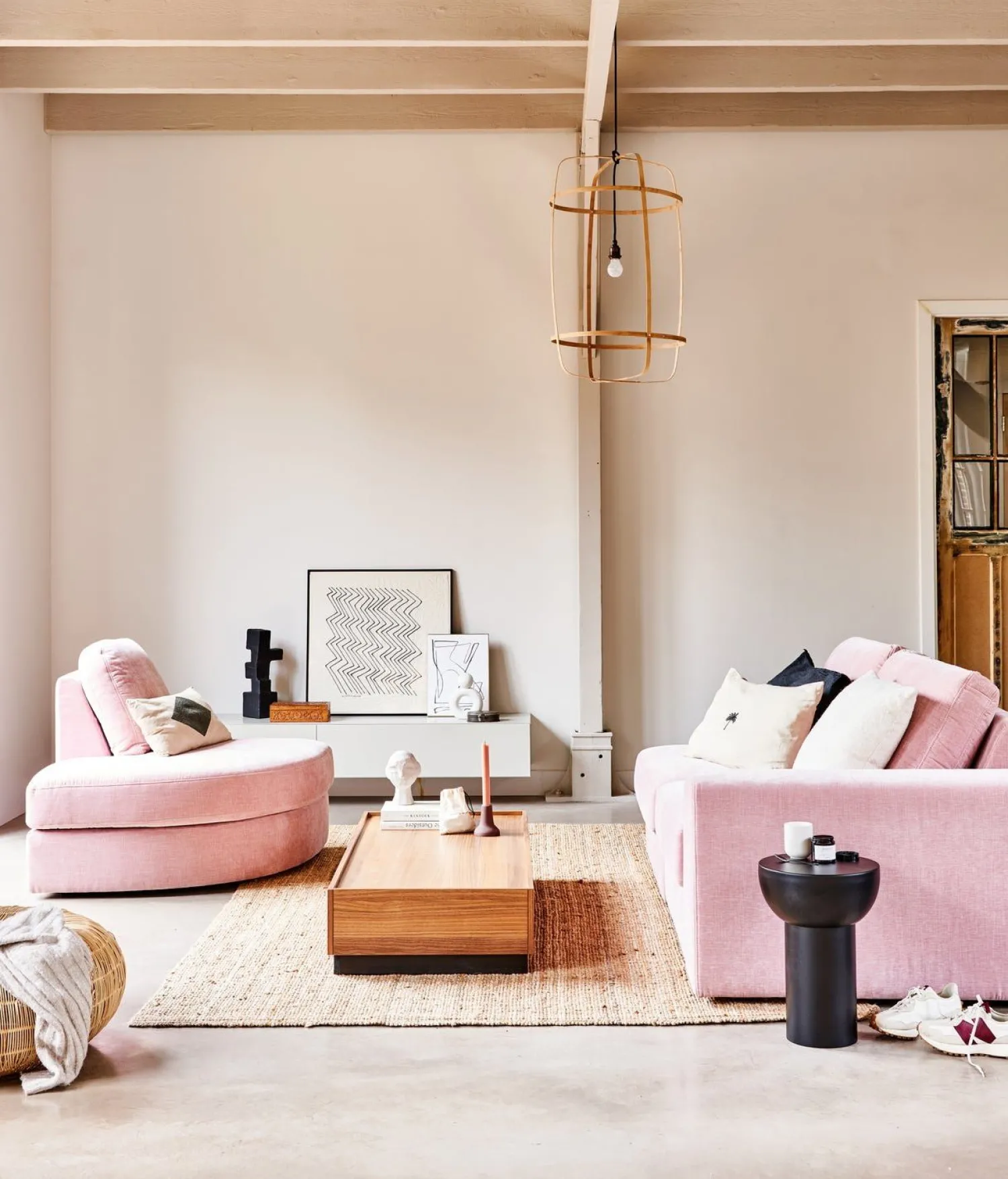Elementenbanken-vtwonen Family 1-zits ronde hoek links Elementenbank Pink