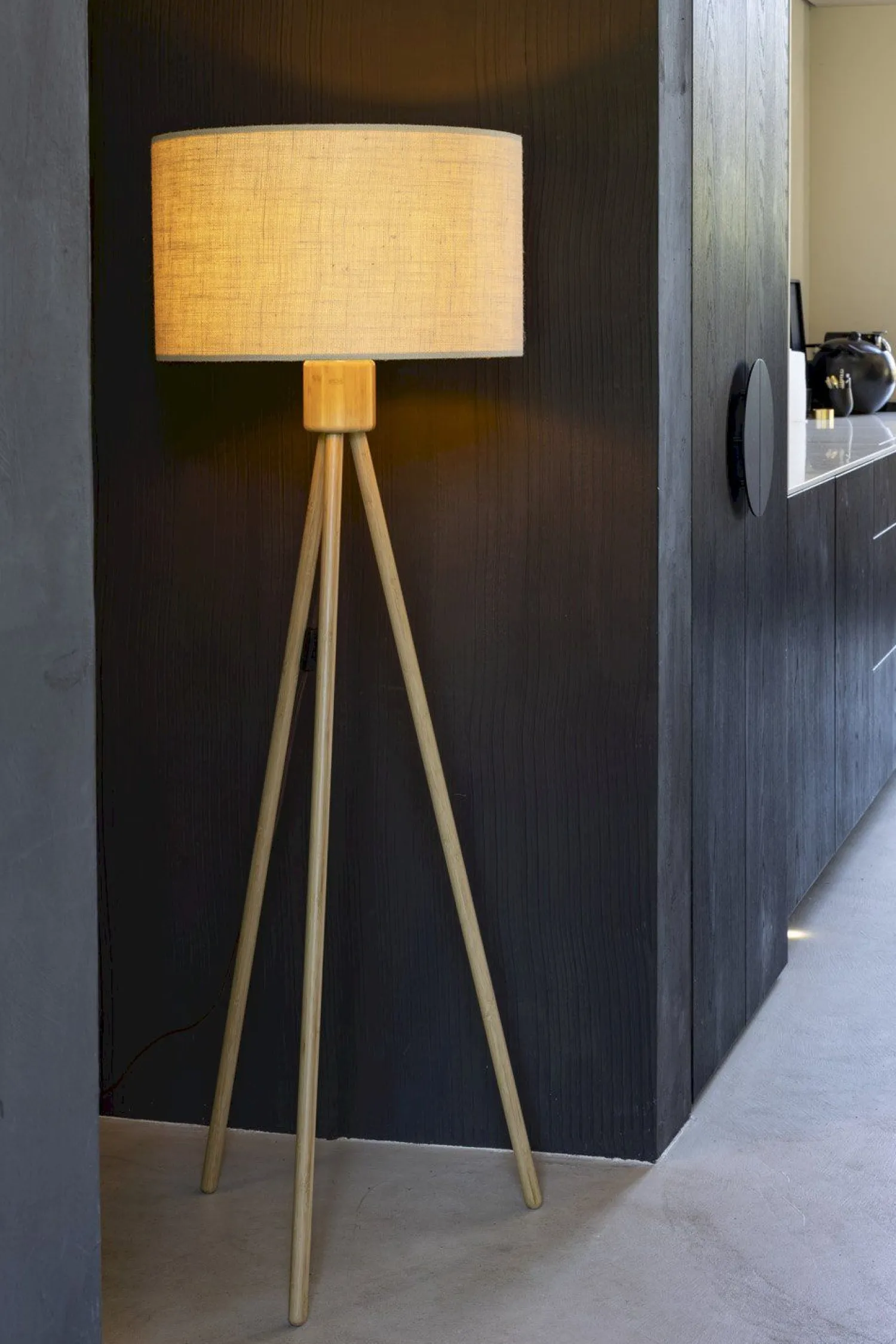 Houten Vloerlampen|Vloerlampen-Zuiver Fan Bamboo Vloerlamp Naturel