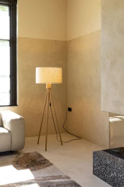 Houten Vloerlampen|Vloerlampen-Zuiver Fan Bamboo Vloerlamp Naturel
