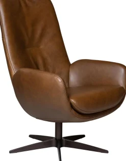 Leren Fauteuils|Draaifauteuils-Movani Fay Hoog Fauteuil Brown