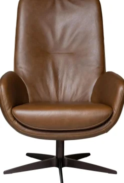 Leren Fauteuils|Draaifauteuils-Movani Fay Hoog Fauteuil Brown
