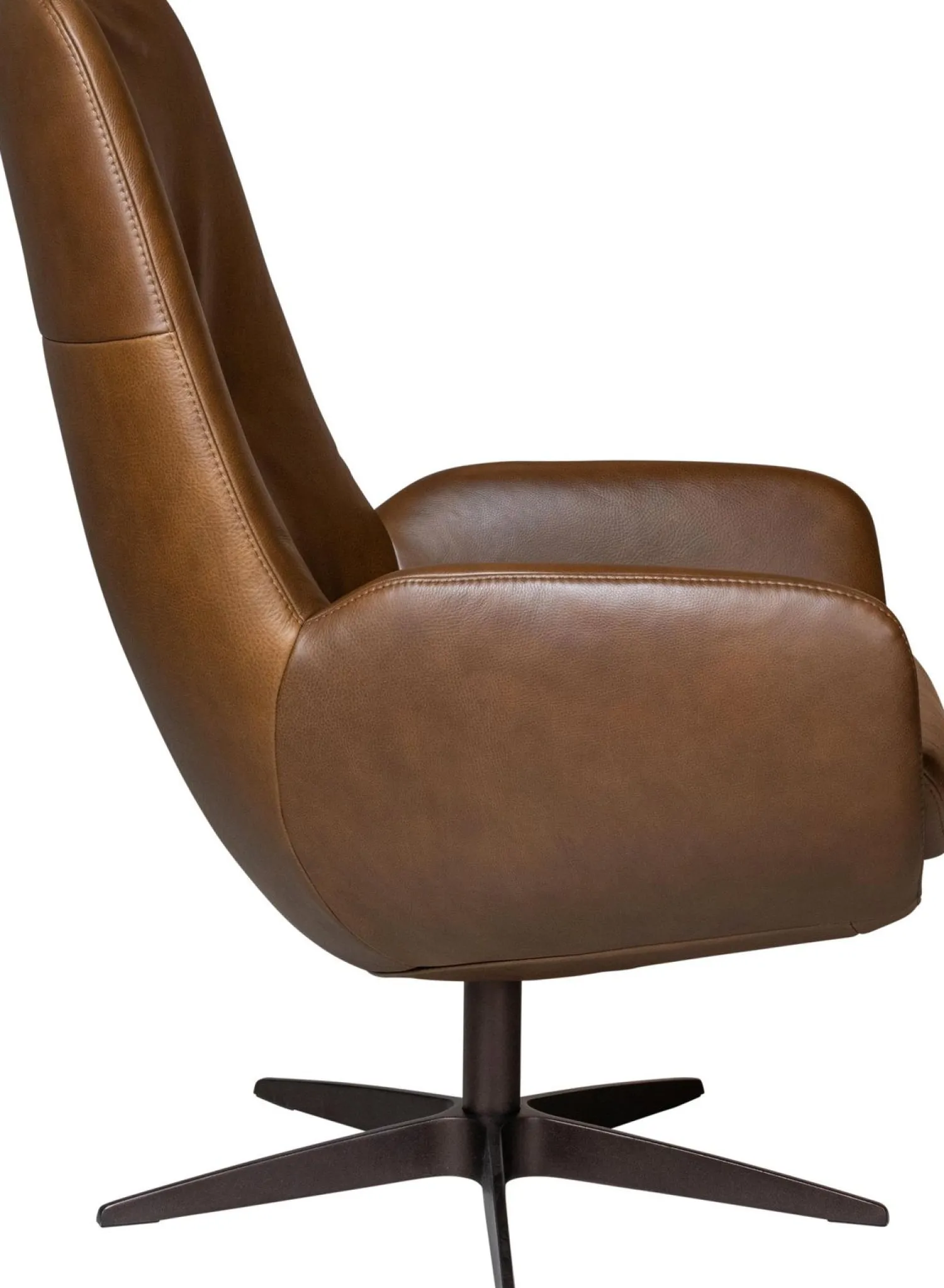 Leren Fauteuils|Draaifauteuils-Movani Fay Hoog Fauteuil Brown