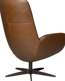 Leren Fauteuils|Draaifauteuils-Movani Fay Hoog Fauteuil Brown