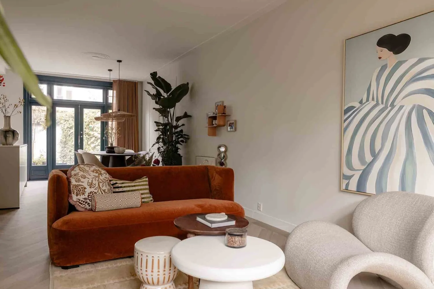 Ronde Bijzettafels-Eijerkamp Collectie Finca Bijzettafel Crème, bruin