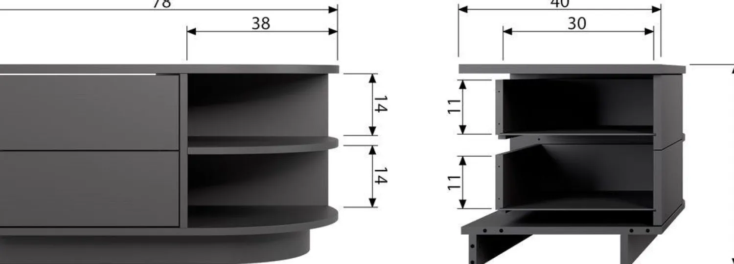 Tv-Meubels-WOOOD Finca Rechts TV-meubel Deep Black
