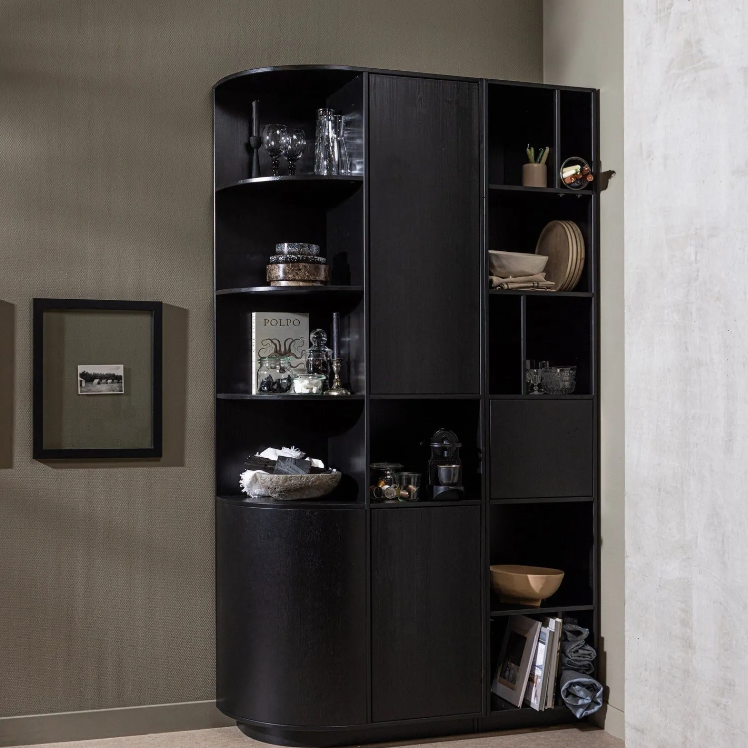 Boekenkasten|Vakkenkasten-WOOOD Finca Vakkenkast Deep Black