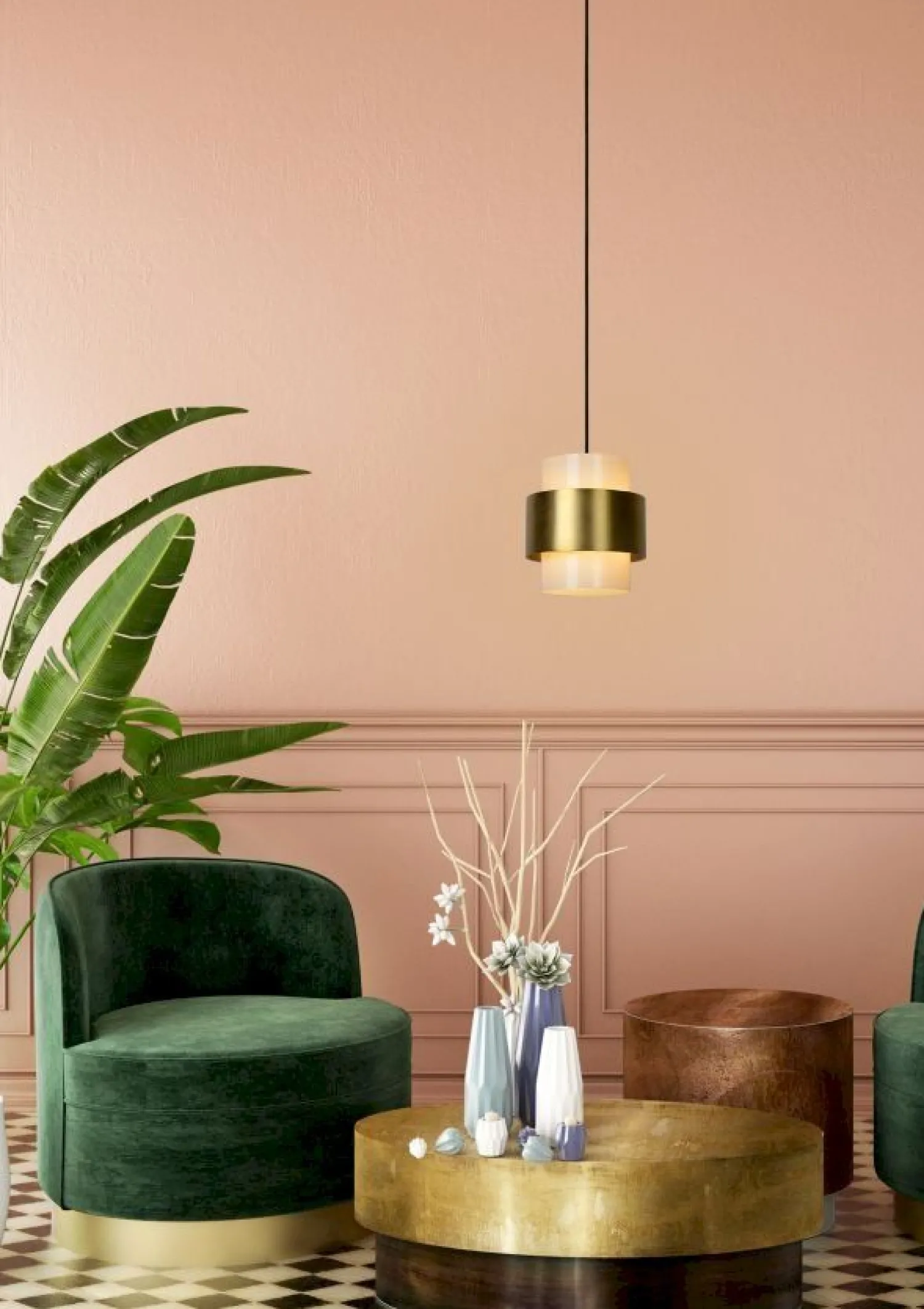Glazen Hanglampen|Glazen Hanglampen-Lucide Firmin Hanglamp Goud