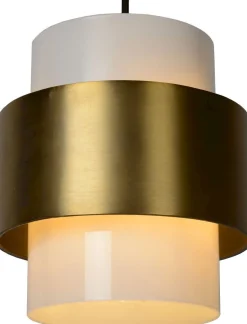 Glazen Hanglampen|Glazen Hanglampen-Lucide Firmin Hanglamp Goud