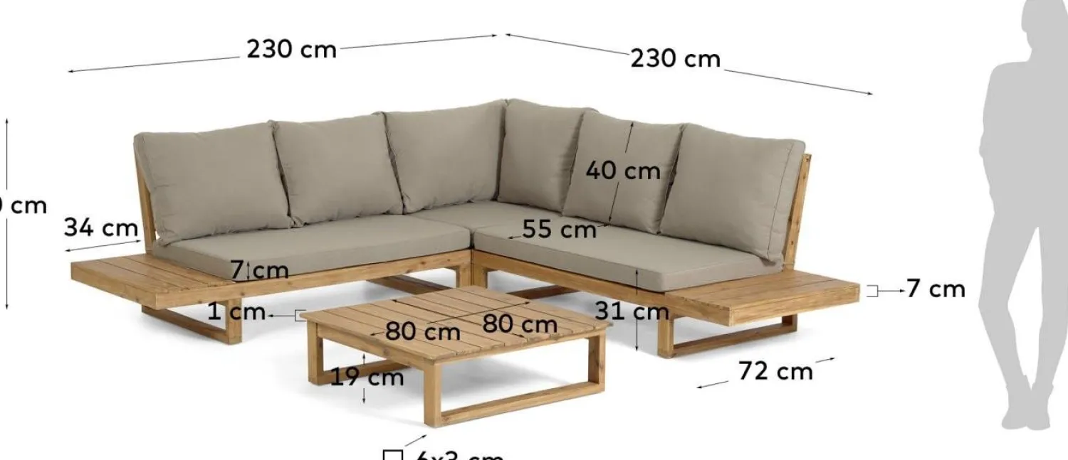 Loungesets-Kave Home Flaviina Loungeset Beige, Naturel