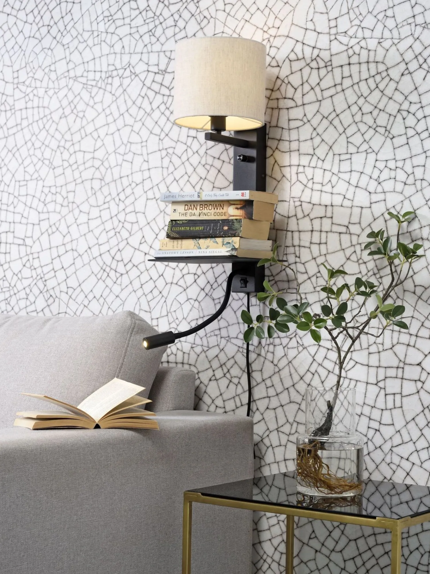 Industriële Wandlampen|Wandlampen-It's about RoMi Florence Wandlamp Licht Linnen