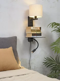 Industriële Wandlampen|Wandlampen-It's about RoMi Florence Wandlamp Licht Linnen