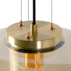 Glazen Hanglampen|Glazen Hanglampen-Lucide Florien Hanglamp Goud