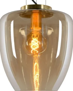 Glazen Hanglampen|Glazen Hanglampen-Lucide Florien Hanglamp Goud
