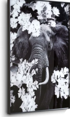 Wanddecoraties-COCO maison Flower Elephant Wanddecoratie Zwart, Grijs, Wit
