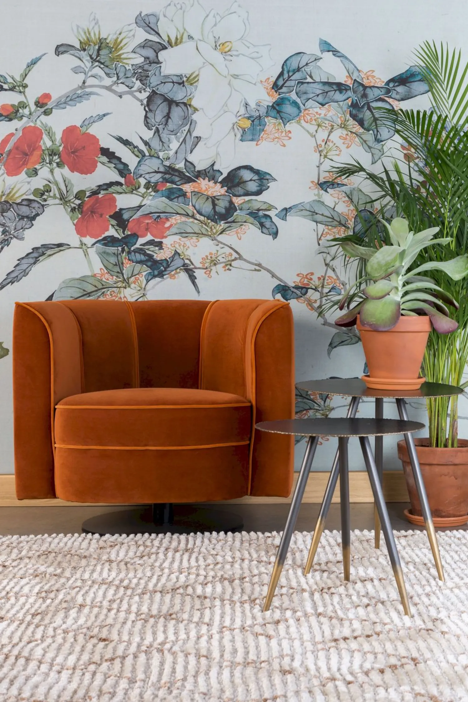 Ronde Fauteuils-Dutchbone Flower Fauteuil Orange