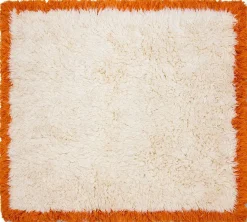 Vloerkleden|Wollen Vloerkleden-HKLIVING Fluffy Square Vloerkleed Natural Cream, Oranje