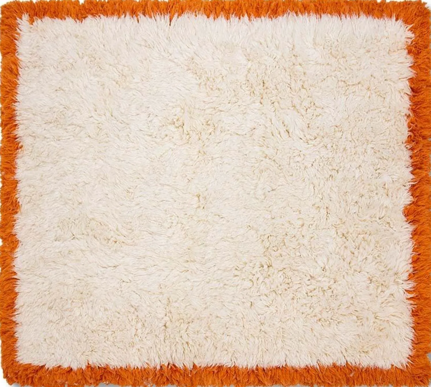 Vloerkleden|Wollen Vloerkleden-HKLIVING Fluffy Square Vloerkleed Natural Cream, Oranje